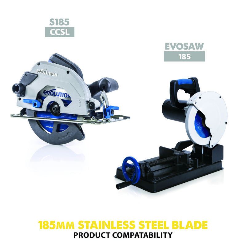 Evolution 185mm Stainless Steel Cutting 48T Blade - Evolution Power Tools UK