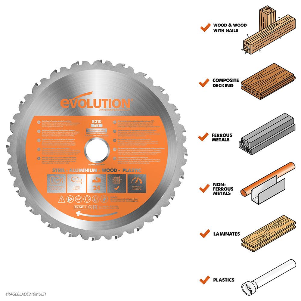 Evolution 210mm Multi-Material Cutting 24T Blade