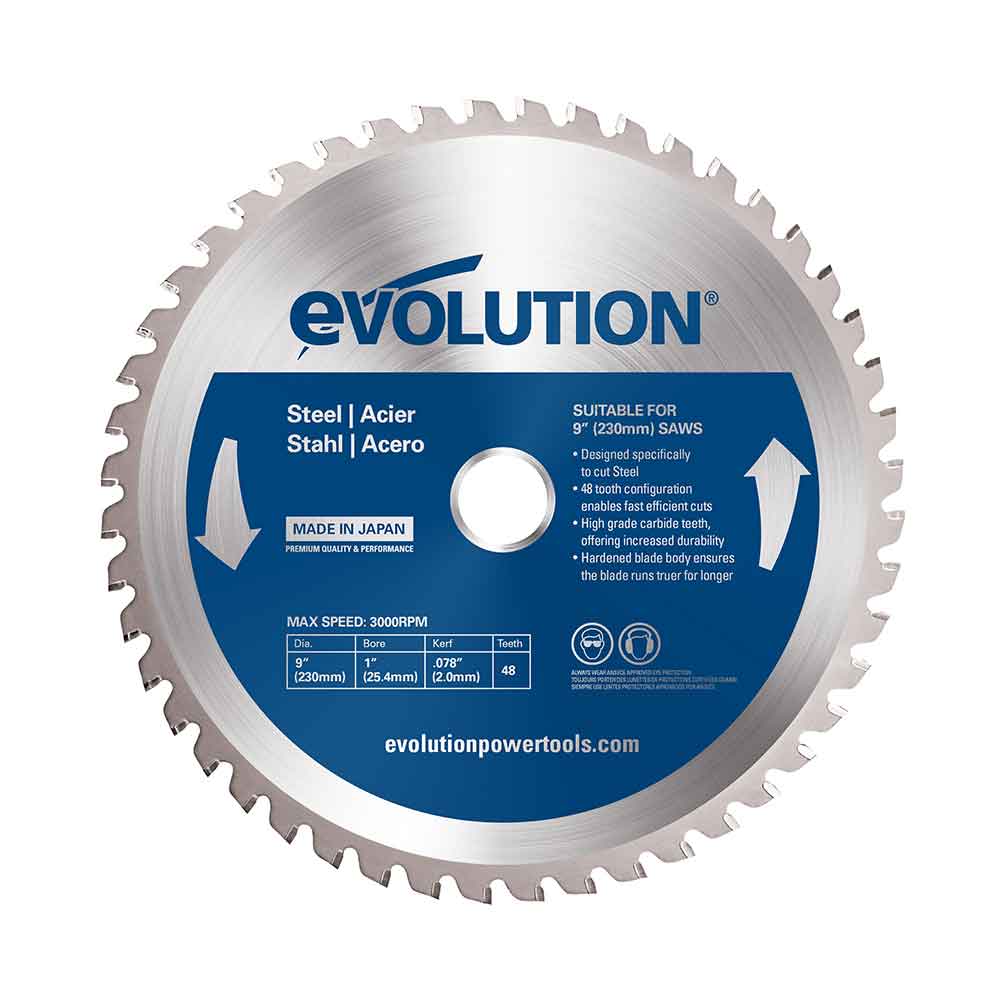 Evolution 230mm Mild Steel Cutting 48T TCT Circular Saw Blade