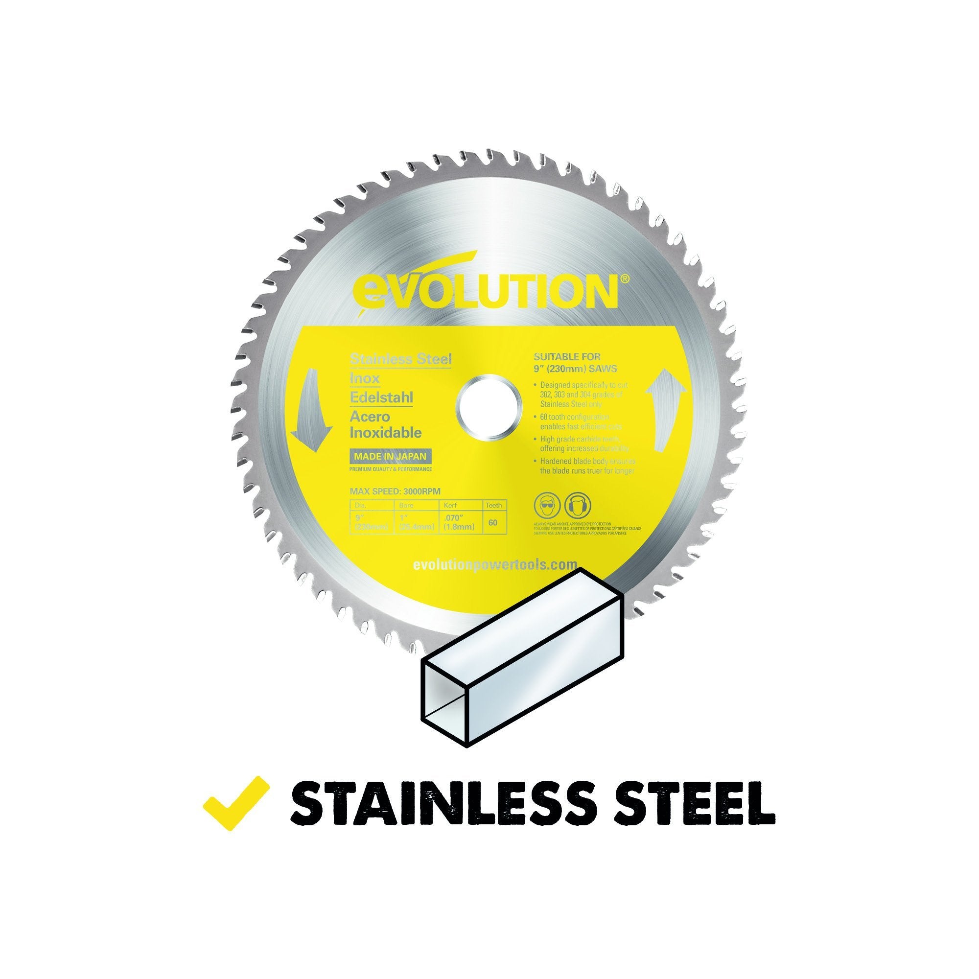 Evolution 230mm Stainless Steel Cutting 60T Blade