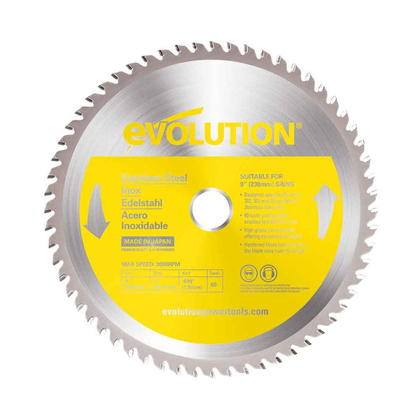 Evolution 230mm Stainless Steel Cutting 60T Blade - Evolution Power Tools UK