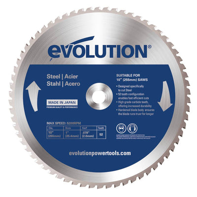 Evolution 255mm Mild Steel Cutting 52T Blade