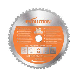 Evolution 255mm Multi-Material Cutting 28T Mitre & Table Saw Blade