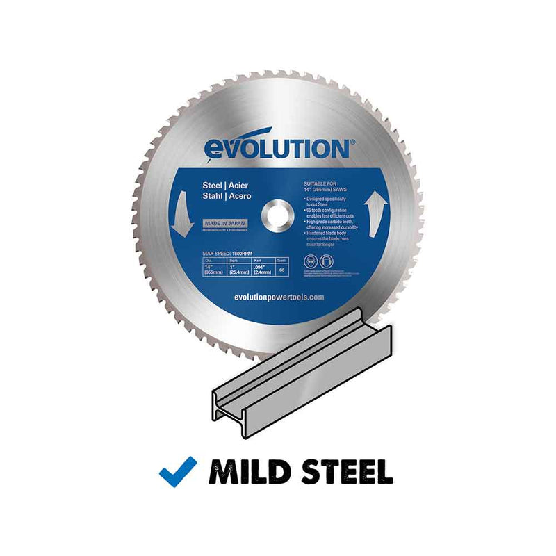 Evolution 355mm Mild Steel Cutting 66T Blade - Evolution Power Tools UK