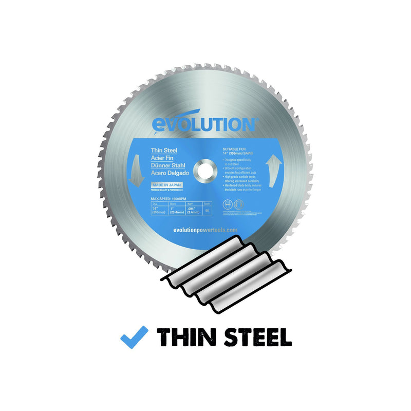 Evolution 355mm Thin Steel Cutting 90T TCT Chop Saw Blade | Evolution ...