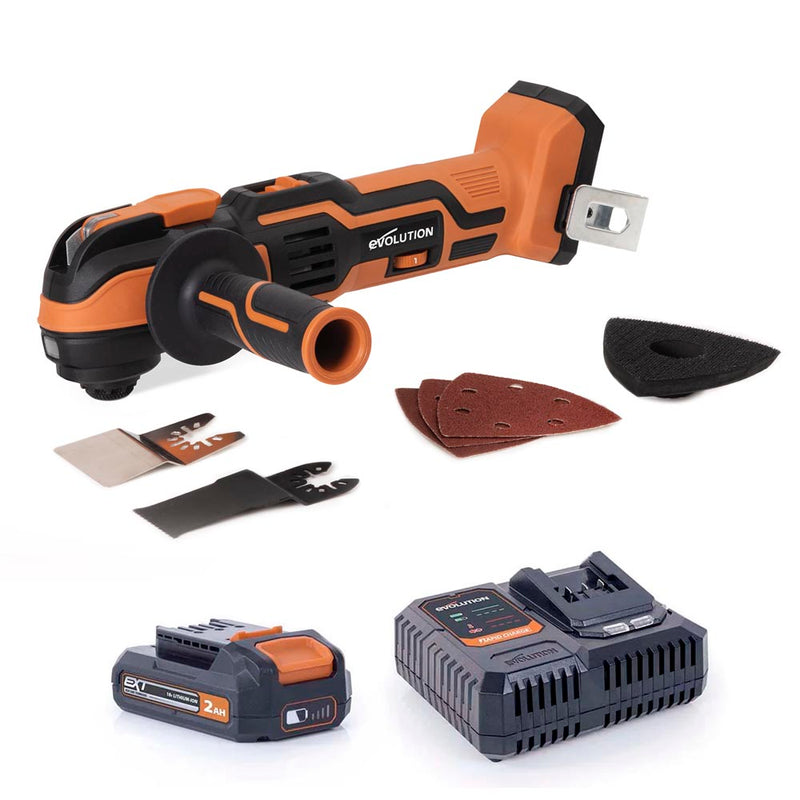 Evolution Cordless R18MLT-Li Multi-Tool 18v Li-Ion EXT With Accessory Kit -  (Loaded) With Charger & 2Ah Battery