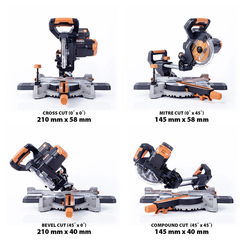 Evolution Cordless R185SMS-Li 185mm Sliding Mitre Saw & Mitre Stand Bundle - Evolution Power Tools UK