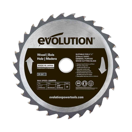 Evolution 210mm General Wood Mitre Saw Blade 30T