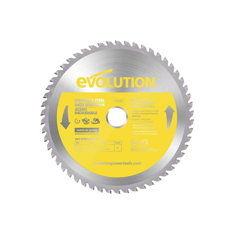 Evolution 210mm Stainless Steel Cutting 54T TCT Circular Saw Blade - Evolution Power Tools UK