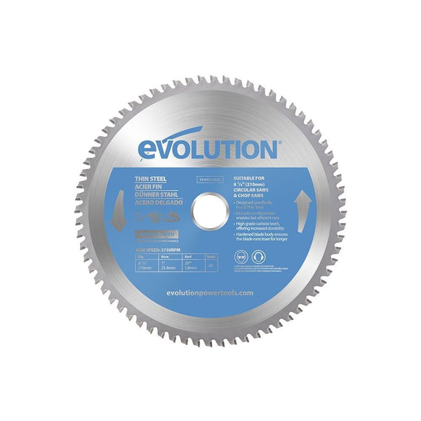 Evolution 210mm Thin Steel Cutting 68T TCT Circular Saw Blade - Evolution Power Tools UK