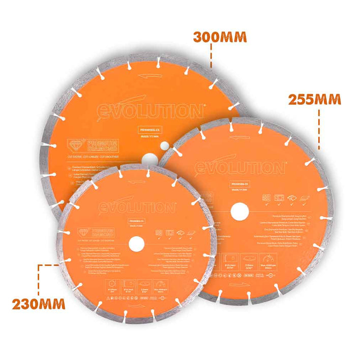 Evolution 230mm, Premium Diamond Disc Cutter Blade With High Diamond  Concentration, Segmented Edge and 22.2mm Bore