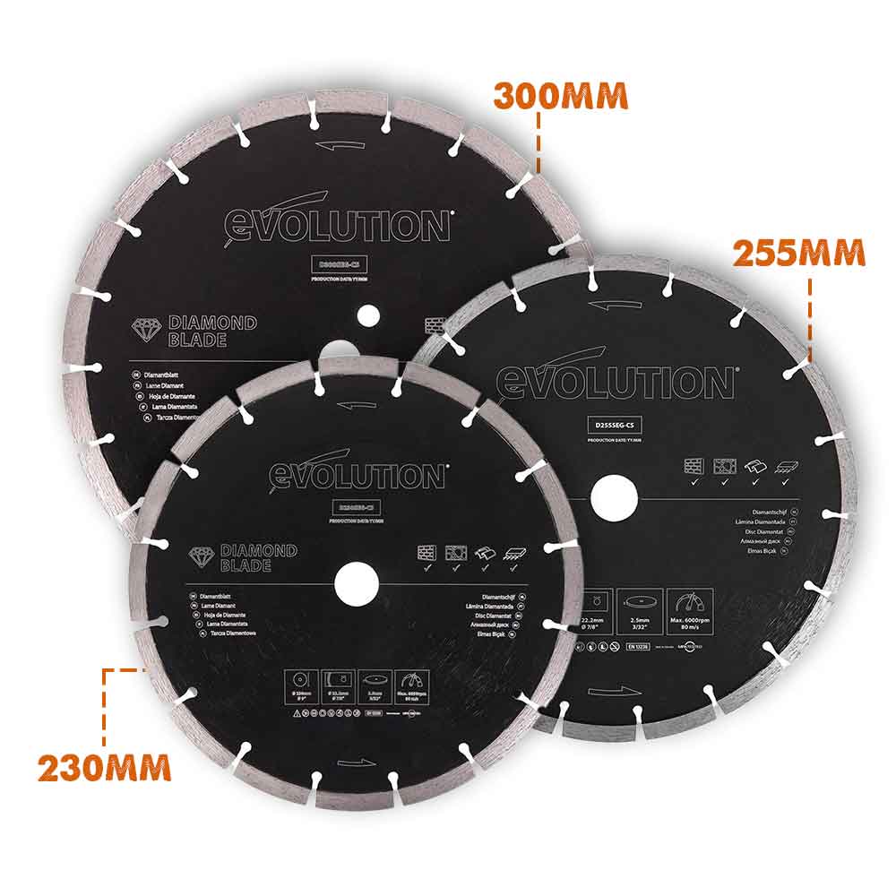 Evolution 255mm General Purpose Diamond Disc Cutter Blade, 22.2mm Bore