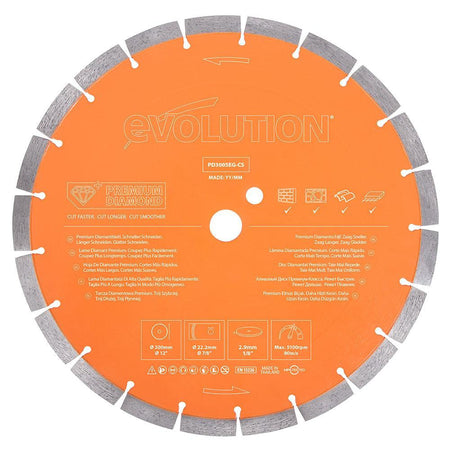 Evolution 300mm Premium Diamond Disc Cutter Blade, 22.2mm Bore