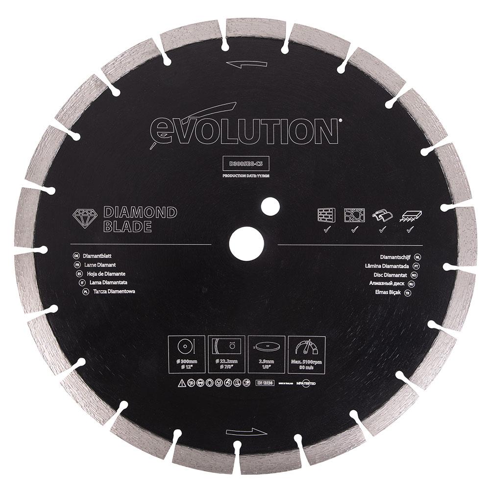 Evolution 300mm Segmented Edge, 22.2mm Bore, Concrete, Stone, Brick Cutting  Diamond Blade Evolution Power Tools UK