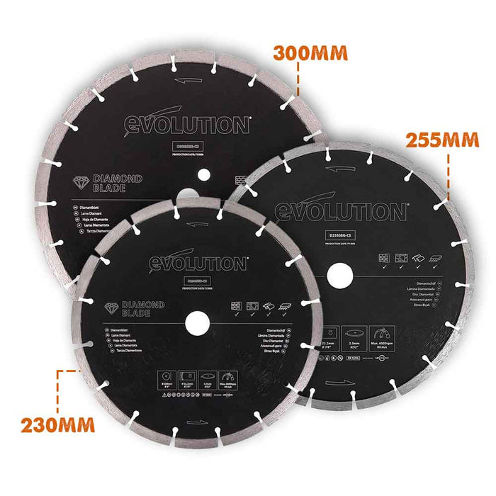 Evolution 230mm, Premium Diamond Disc Cutter Blade With High Diamond  Concentration, Segmented Edge and 22.2mm Bore