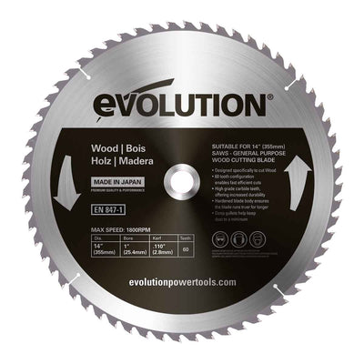 Evolution 355mm Wood Cutting Chop Saw Blade (Promo)