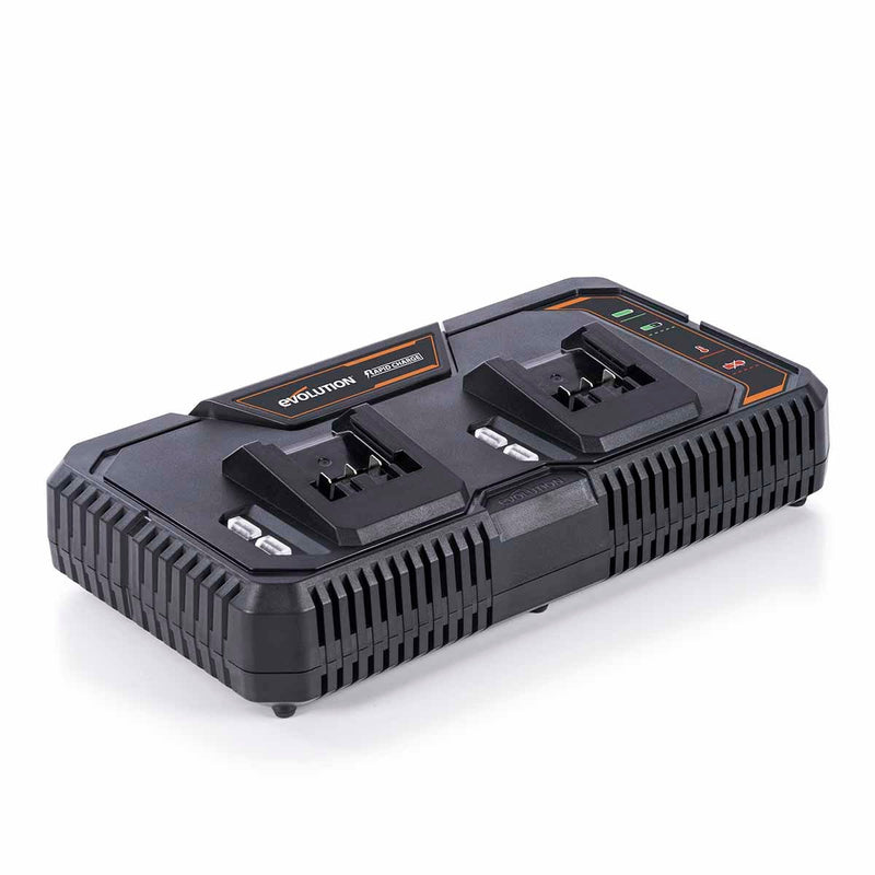 Evolution Cordless 18v EXT Li-Ion Dual Port Fast Charger & Double Battery Pack Bundle - Evolution Power Tools UK