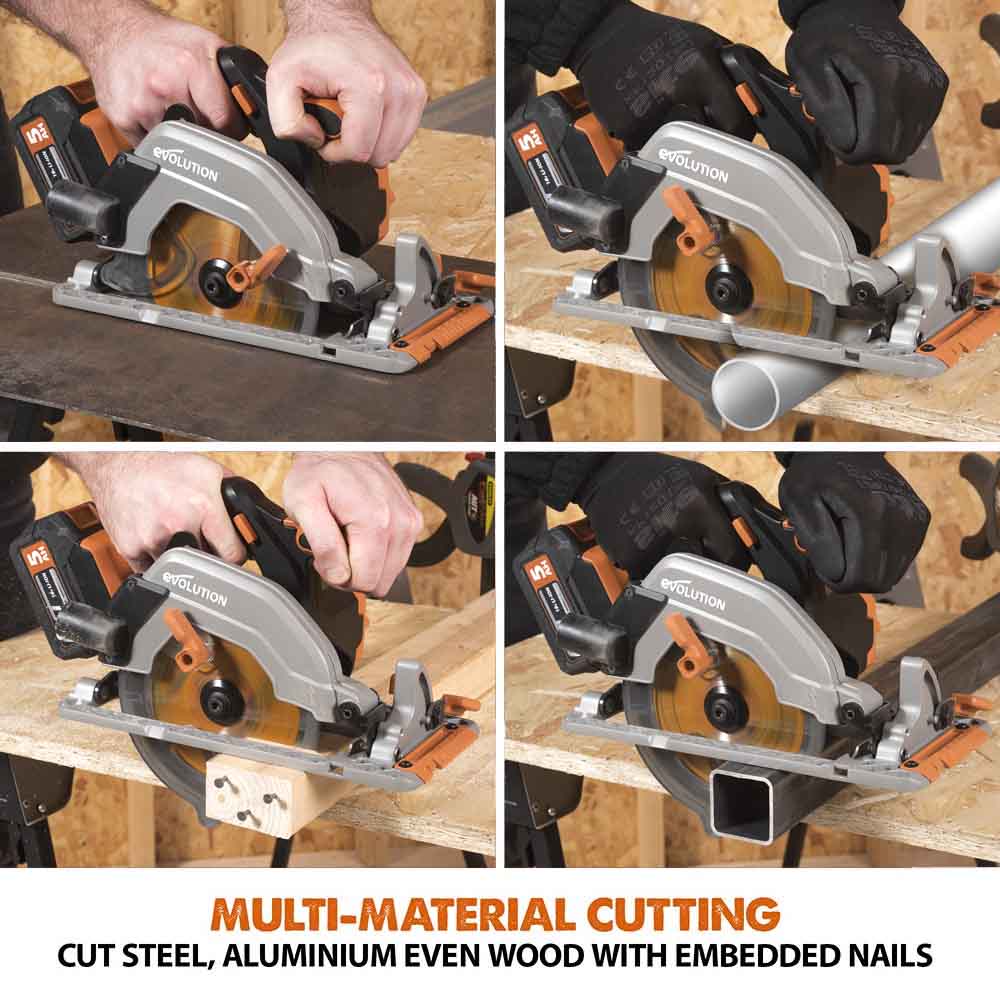 Evolution Power Tools R165CCS Li - Sierra circular con batería (hoja de sierra TCT de 165 mm incluida, 3 años de garantía