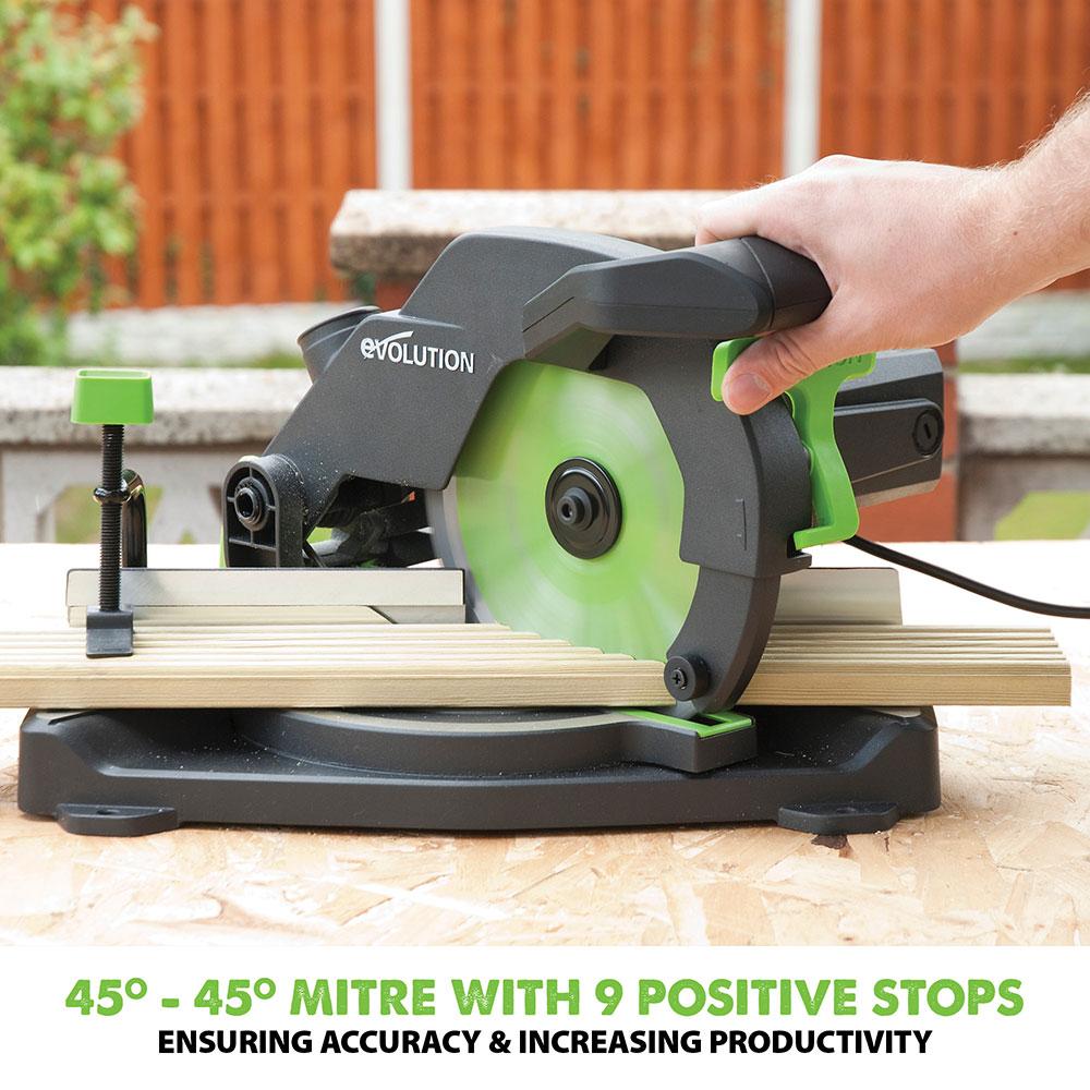 Evolution F210CMS 210mm Compound Mitre Saw With TCT Multi-Material Cutting Blade (230v)(Refurbished - Like New)