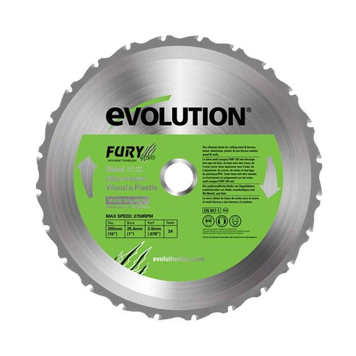 Evolution Fury 255mm Multi-Material Cutting 24T Blade (Cosmetic Defects) - Evolution Power Tools UK