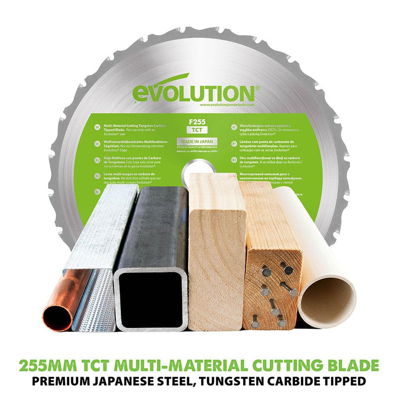 Evolution FURY5-S 255mm Table Saw Bundle With TCT 40T General Wood And 28T Multi-Material Blades (230v) - Evolution Power Tools UK