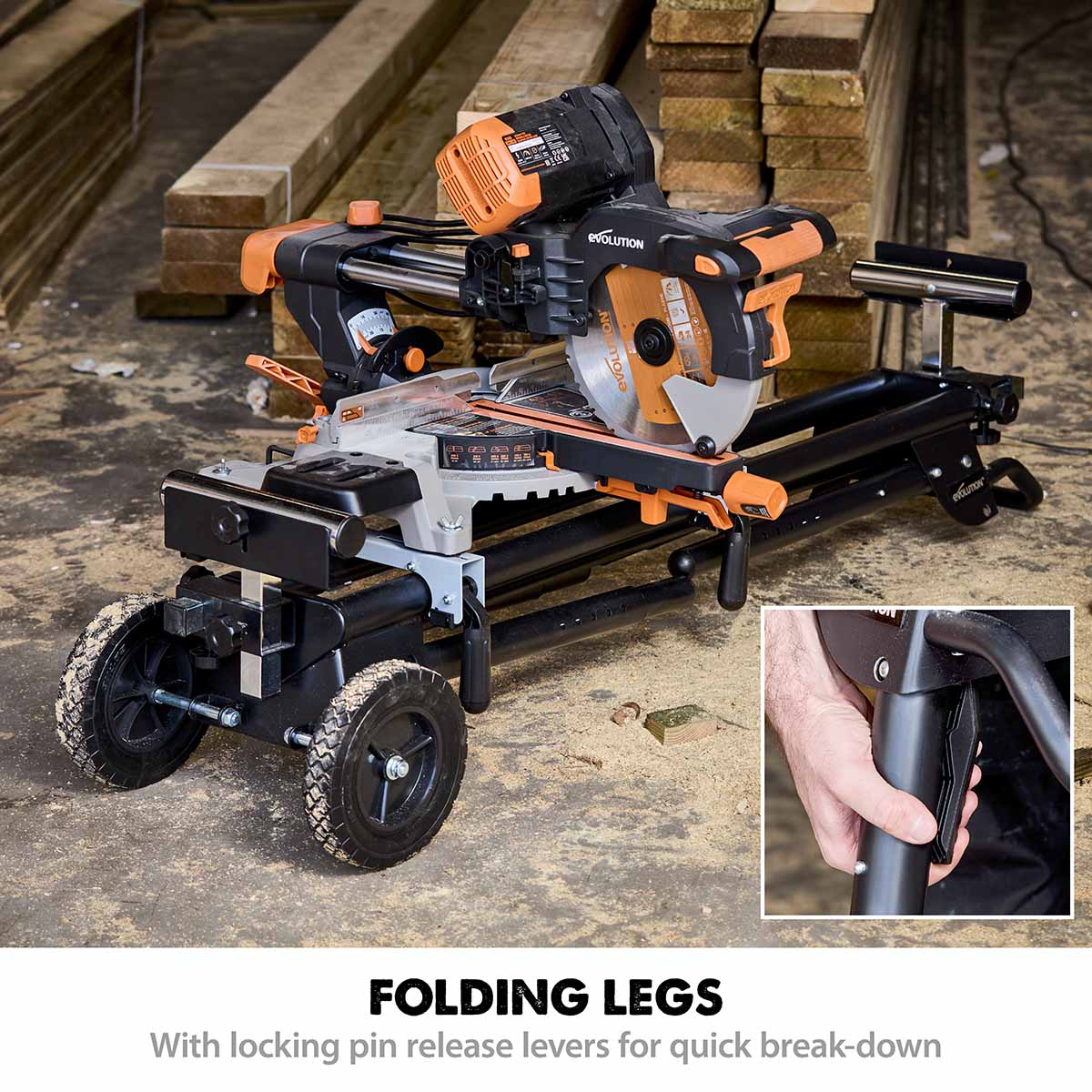 Evolution XL Rolling Mitre Saw Stand With Universal Fittings