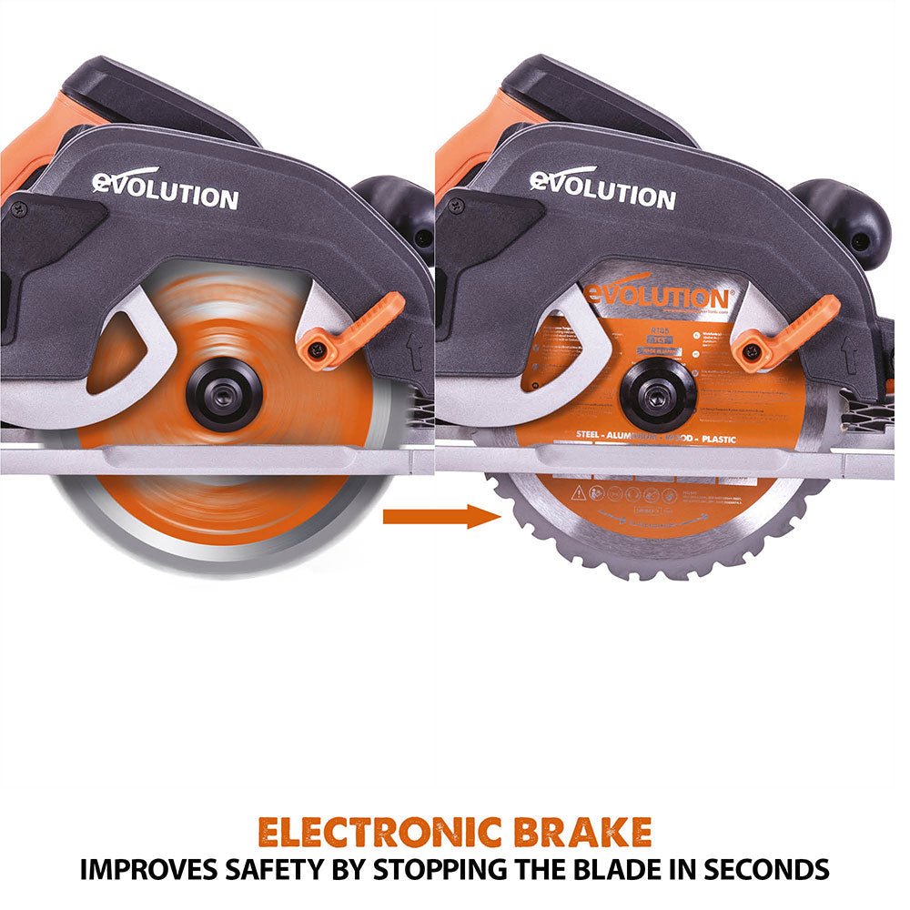 Evolution R185CCSX+ 185mm Circular Saw with TCT Multi-Material Cutting Blade (Refurbished - Like New)