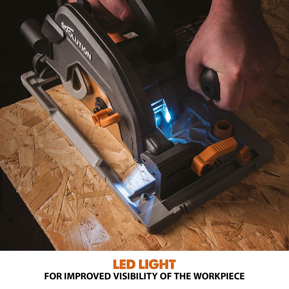 Evolution R185CCSX+ 185mm Circular Saw with TCT Multi-Material Cutting Blade (Refurbished - Like New)