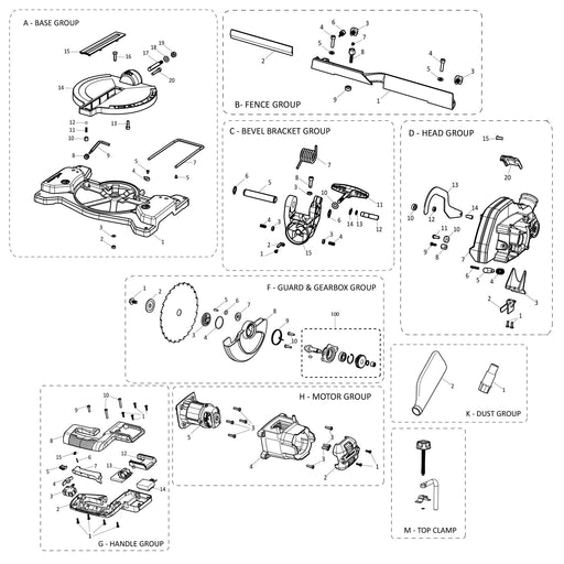 Evolution R185CMS-Li Spare Parts - Evolution Power Tools UK