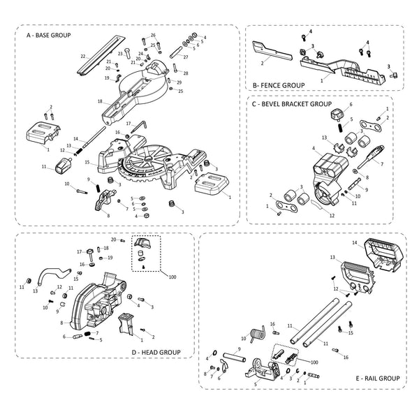 Evolution R185SMS-Li Spare Parts - Evolution Power Tools UK