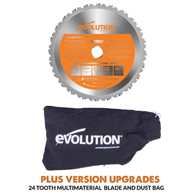 Evolution R210CMS+ 210mm 1200w Compound Mitre Saw With TCT Multi-Material Cutting Blade (Refurbished - Like New)