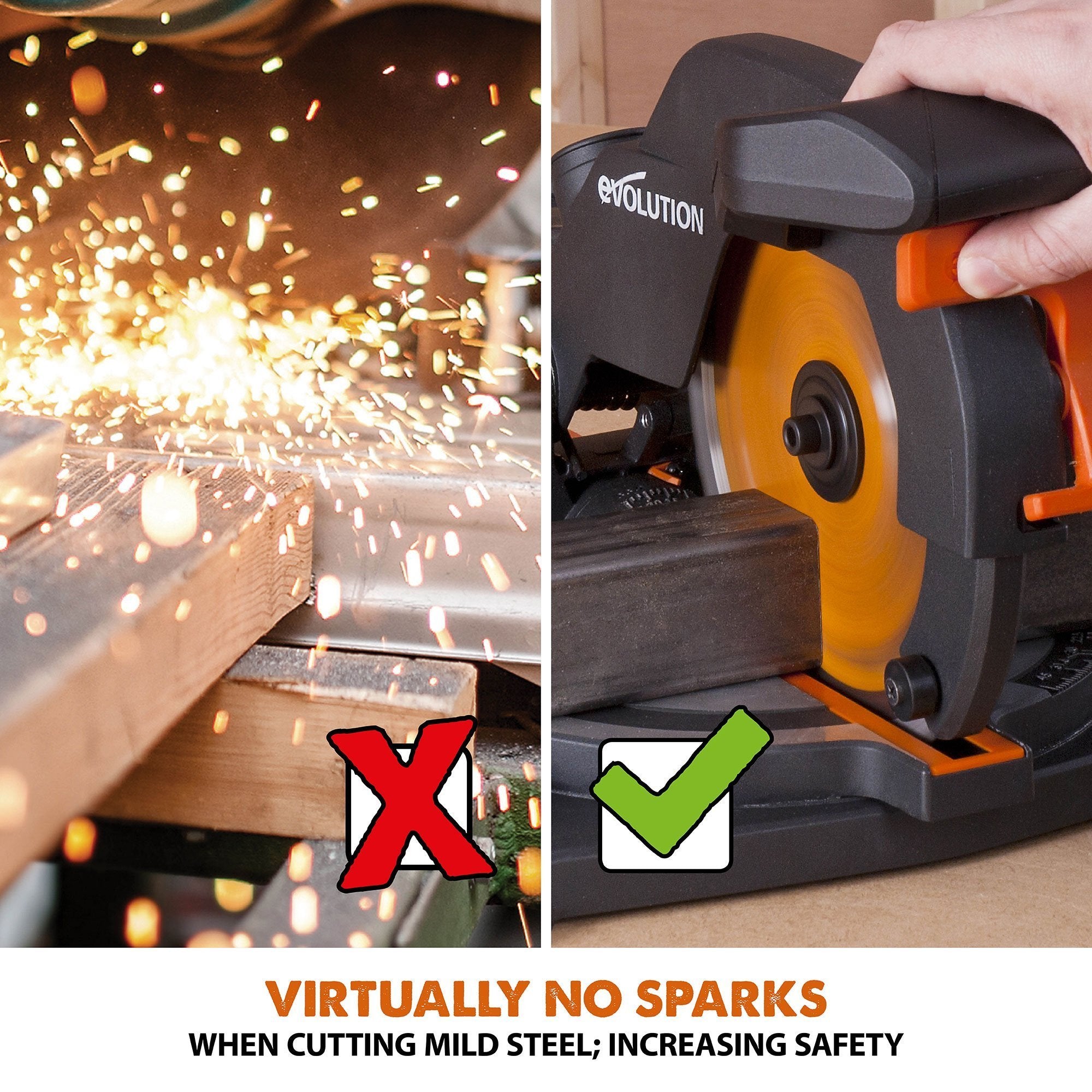 Evolution R210CMS+ Compound Mitre Saw With Extra Wood Blade Bundle