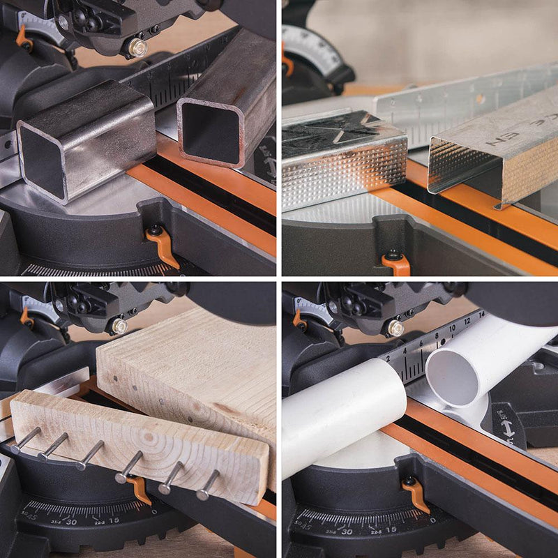 Evolution R210SMS+ 210mm Sliding Compound Mitre Saw & Mitre Saw Stand Bundle - Evolution Power Tools UK