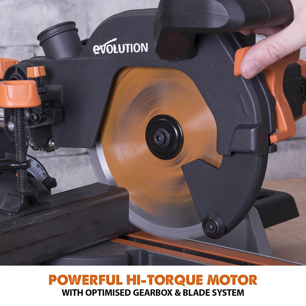 Evolution R210SMS+ 210mm Sliding Mitre Saw & Stand Bundle