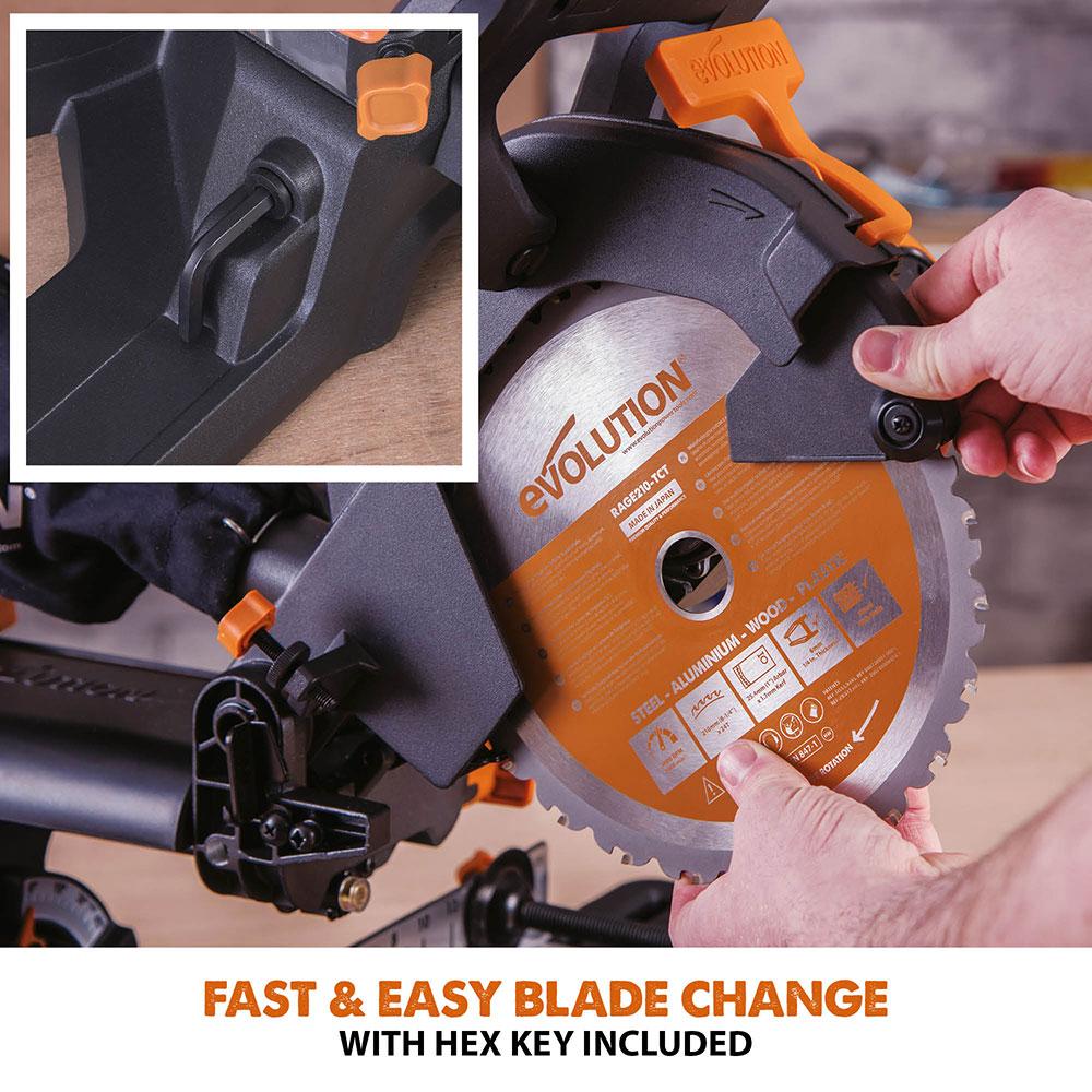 Evolution R210SMS-300+ Sliding Mitre Saw & XL Rolling Stand Bundle