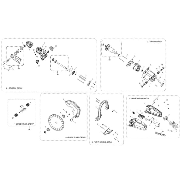 Evolution R230DCT Spare Parts - Evolution Power Tools UK