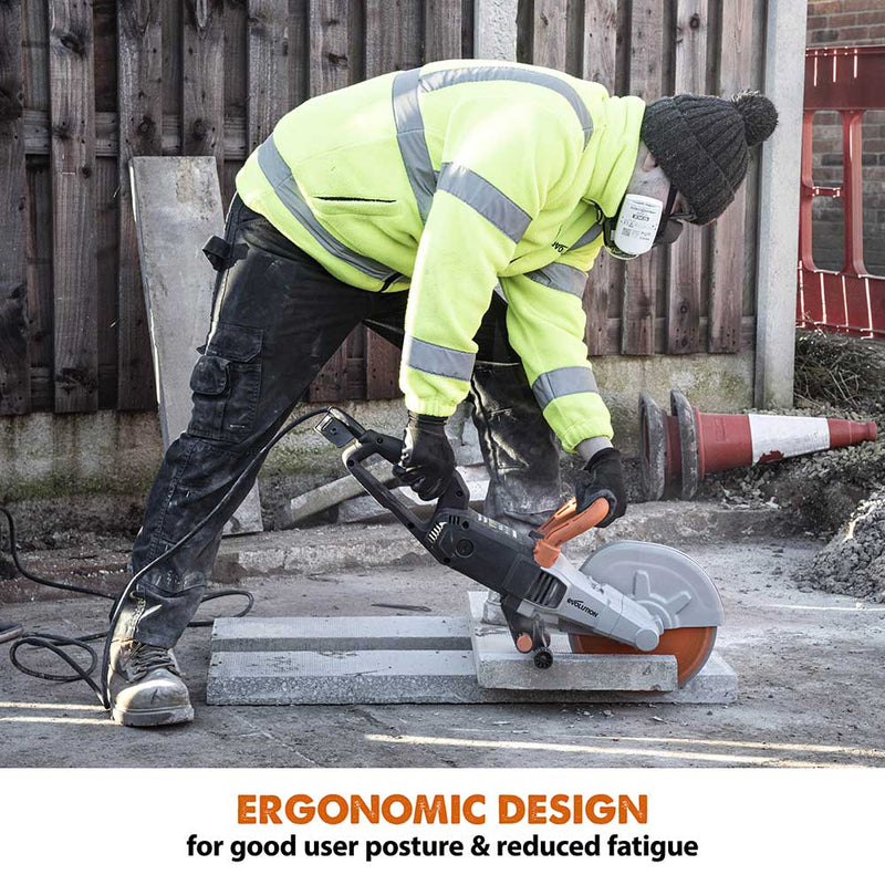 Evolution R255DCT 255mm 10" Electric Disc Cutter Concrete Saw with Diamond Blade - Evolution Power Tools UK