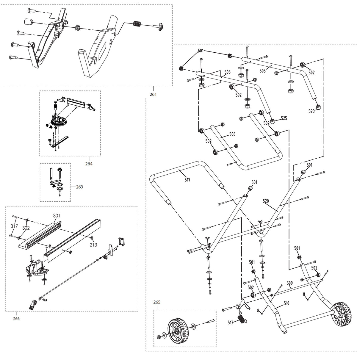Evolution R255PTS Spare Parts (Legs, Clamps, Fences & Blade Guard ...