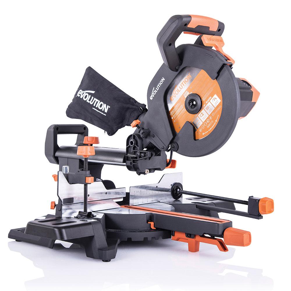Evolution R255SMS+ 255mm Sliding Compound Mitre Saw & Evolution XL Rolling Mitre Saw Stand Bundle