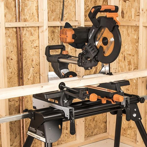 Evolution R255SMS-DB+ (A) 255mm Double Bevel Sliding Mitre Saw With 28T TCT Multi-Material Cutting Blade 