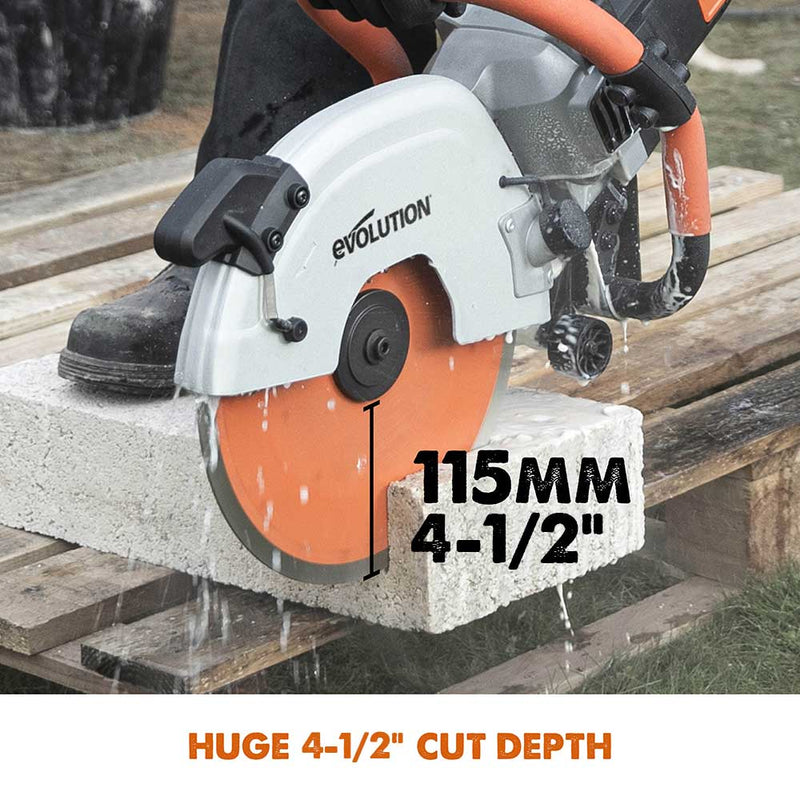 Evolution R300DCT+ 300mm 12" Electric Disc Cutter Concrete Saw with Water Fed Dust Suppression and Premium Diamond Blade - Evolution Power Tools UK