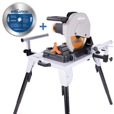 Evolution R355CPS 355mm Chop Saw + Extra 355mm Blade + Chop Saw Stand Bundle