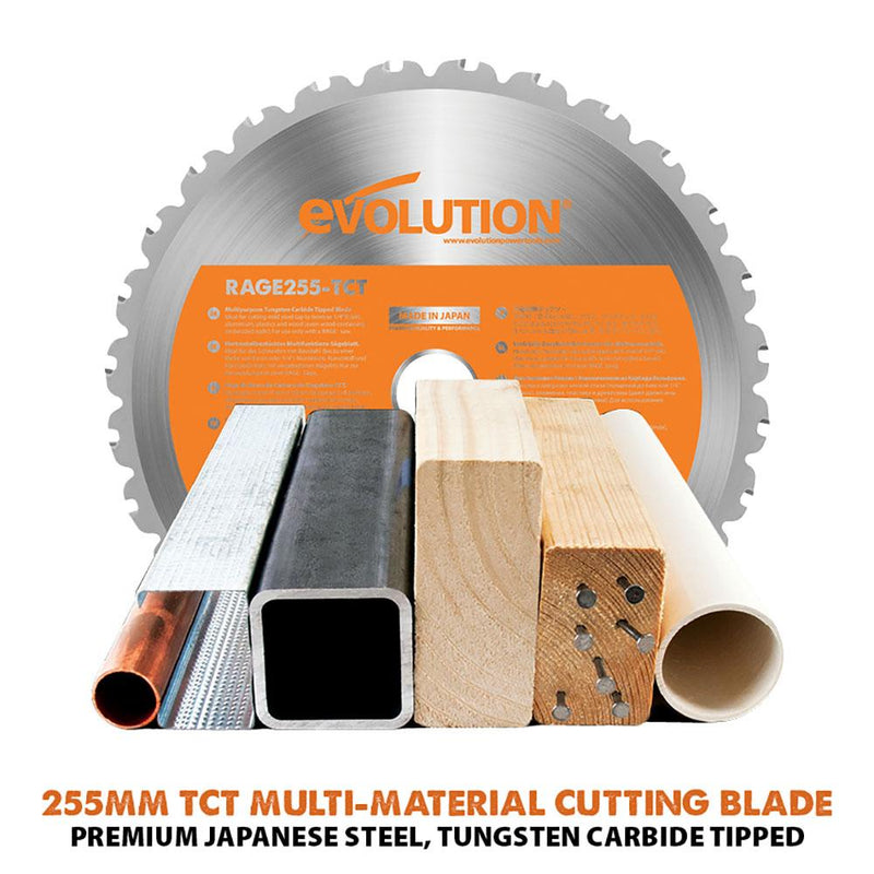 Evolution RAGE5-S 255mm Table Saw With 28T Multi-Material & Cross Cut & Rip Blade - Evolution Power Tools UK