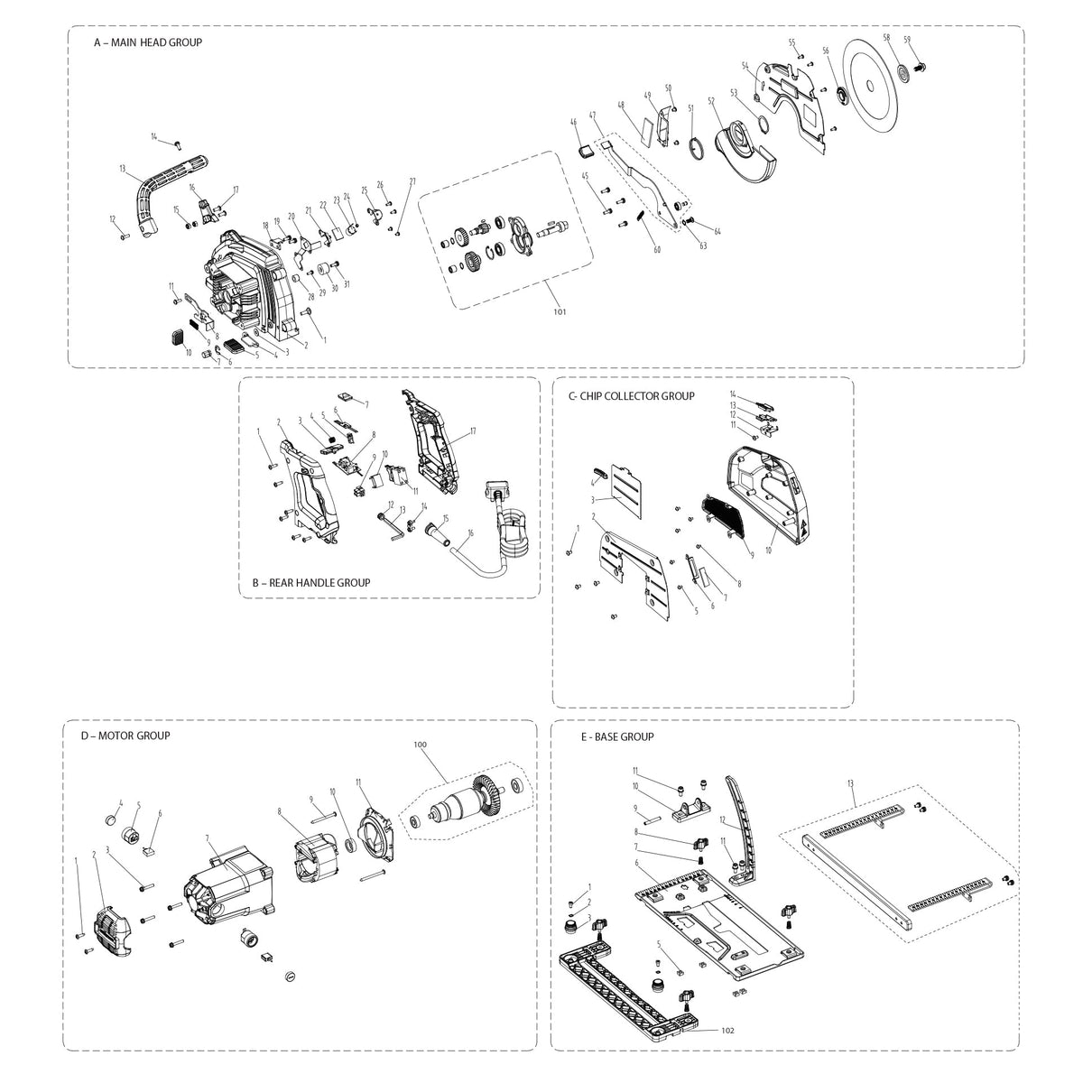 Evolution S210CCS Spare Parts Evolution Power Tools UK