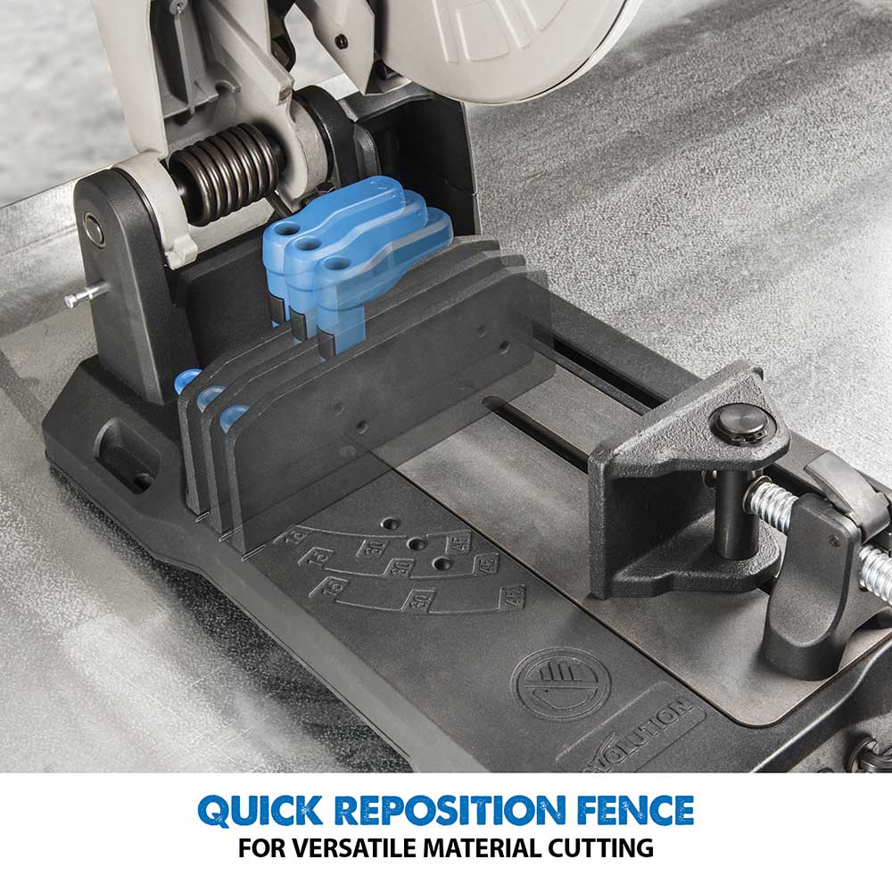 Evolution S355CPS 355mm Metal Cutting Chop Saw+ Extra Blade + Chop Saw Stand Bundle