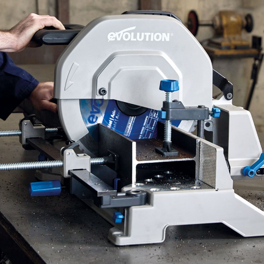 Evolution S355MCS 355mm Mitre Chop Saw Heavy Duty Metal Cutting ...