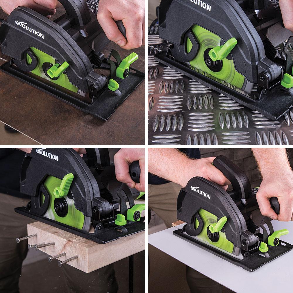 Evolution F165CCSL - 165mm Circular Saw with TCT Multi-Material Cutting Blade (230v)