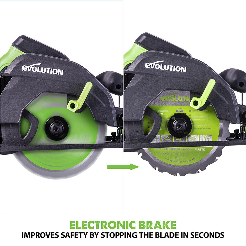 Evolution F165CCSL - 165mm Circular Saw with TCT Multi-Material Cutting Blade (230v)