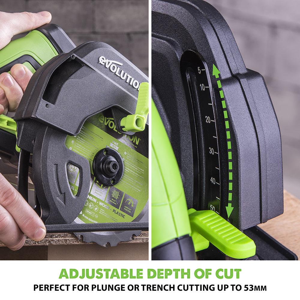 Evolution F165CCSL - 165mm Circular Saw with TCT Multi-Material Cutting Blade (230v)