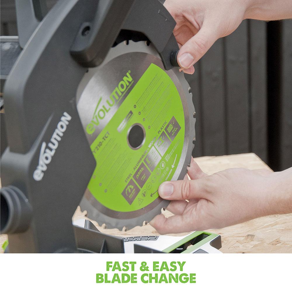 Evolution F210CMS 210mm Compound Mitre Saw With TCT Multi-Material Cutting Blade (230v)